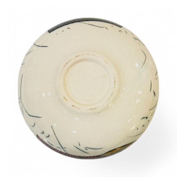 Signed Kirk Freeman Polychrome Ceramic Vase Studio Art Pottery Post-Modern 7"x5" - Picture 6 of 11